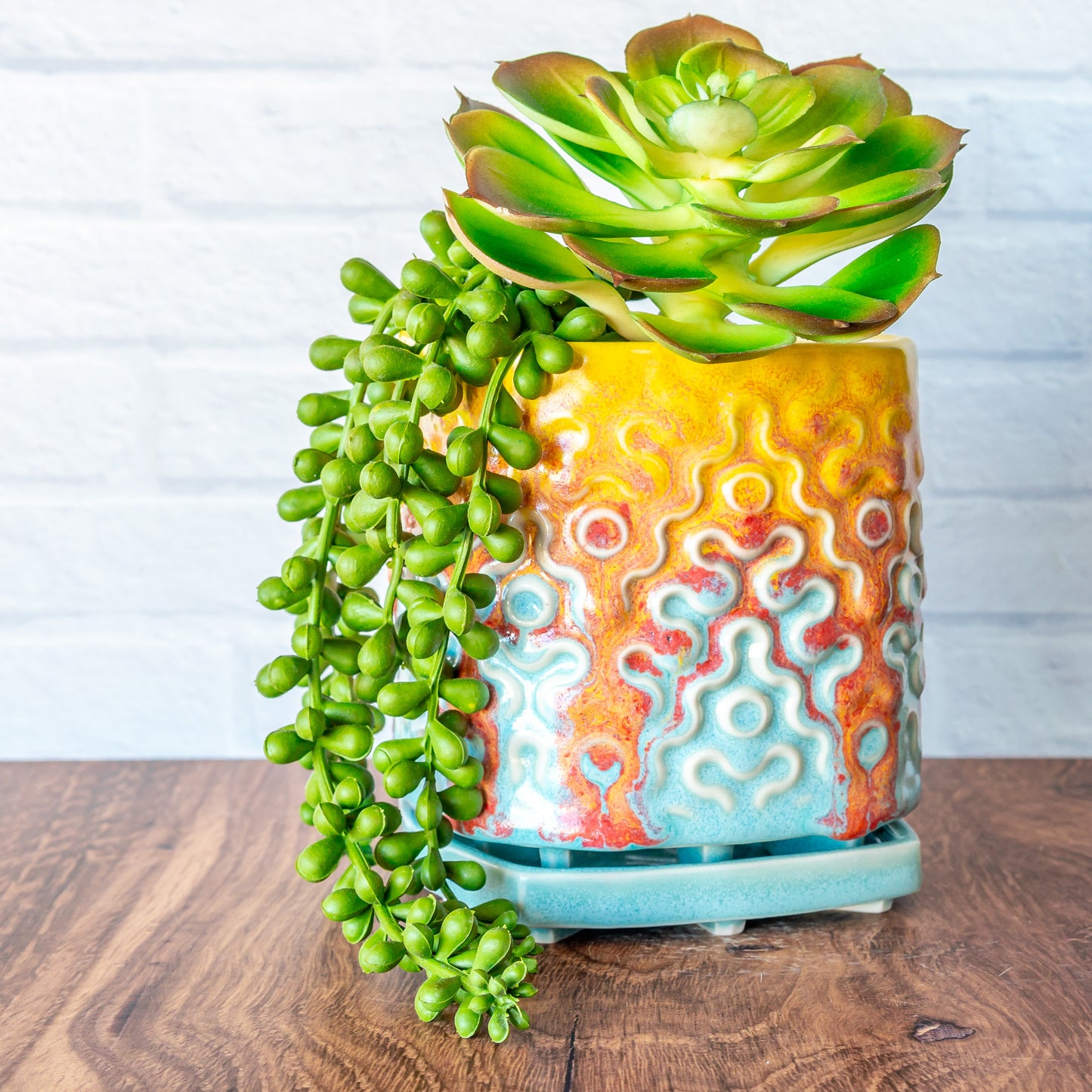 'Fire Coral' 4.5" Short Planter