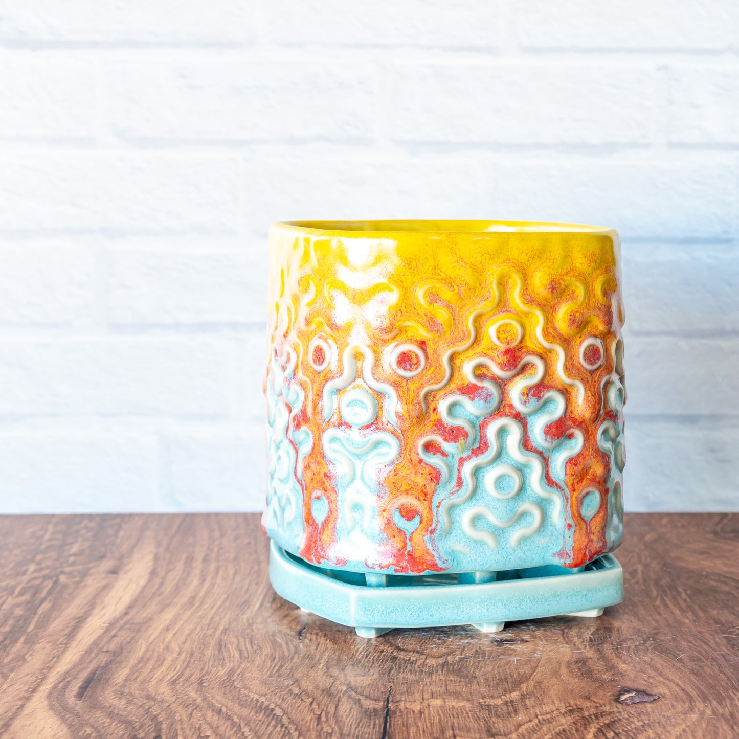 'Fire Coral' 4.5" Short Planter