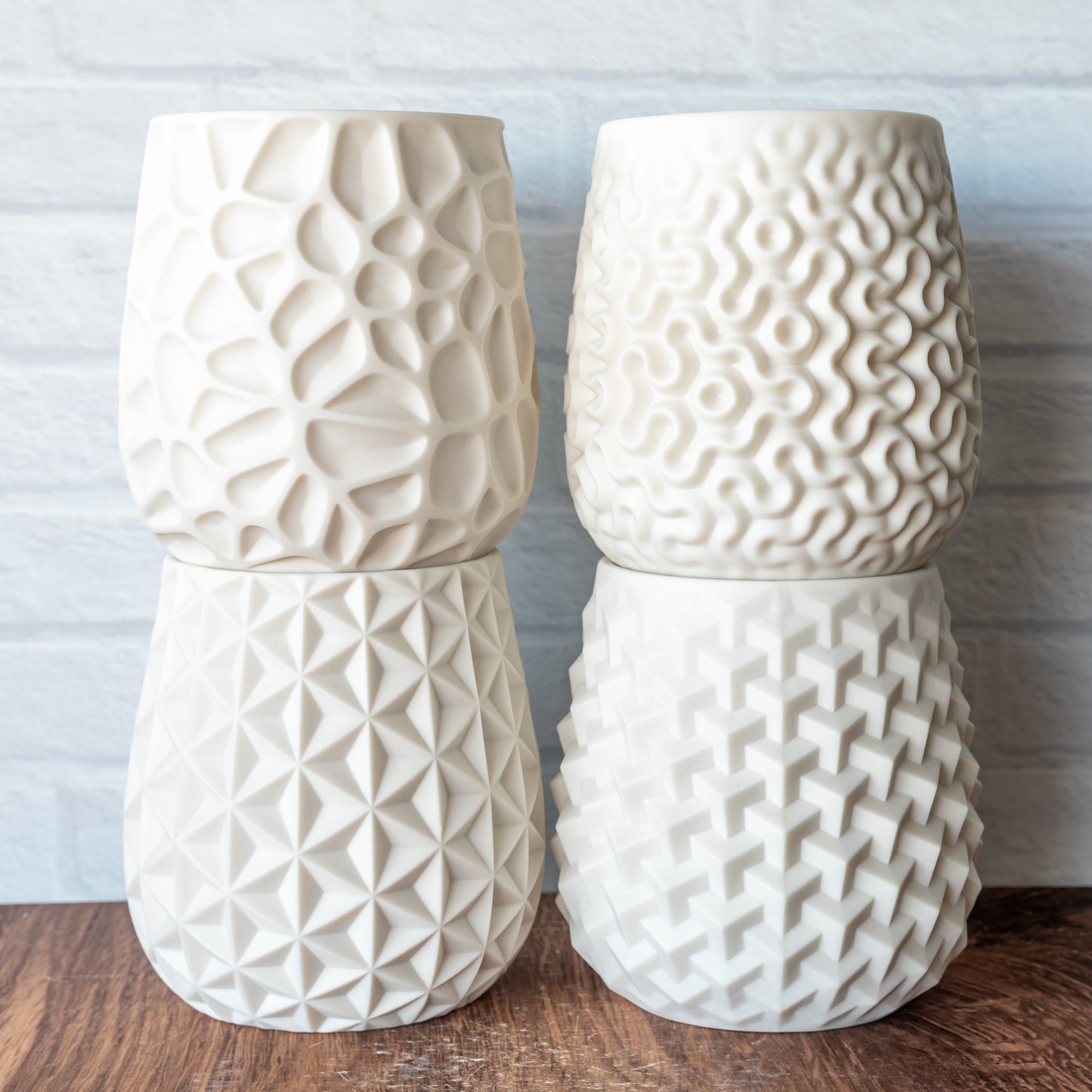 Set of 4 Textured Translucent Candle Holders