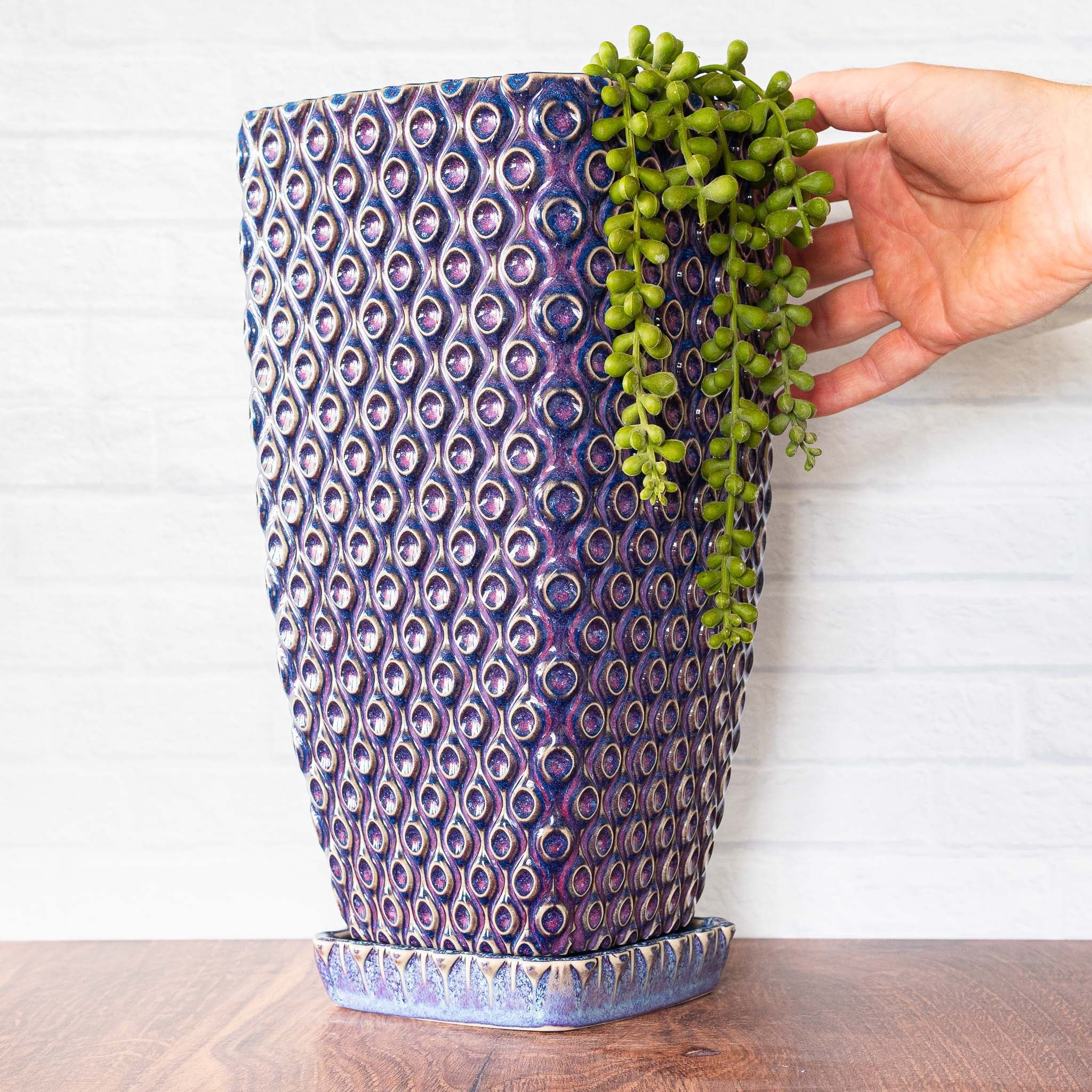 Tall Peacock Planter - Hammerly Ceramics