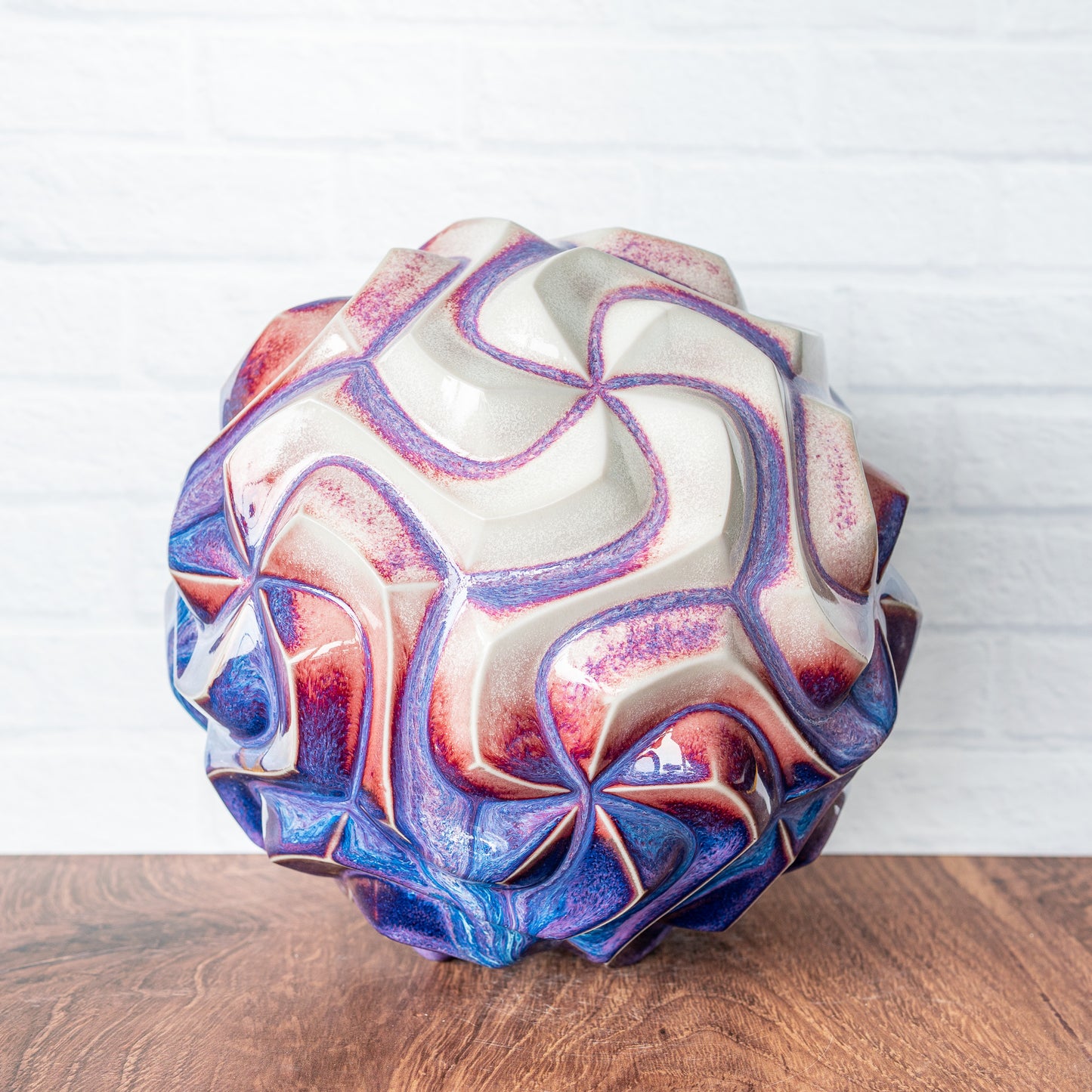 'Magenta Fire' Porcelain Spirahedron