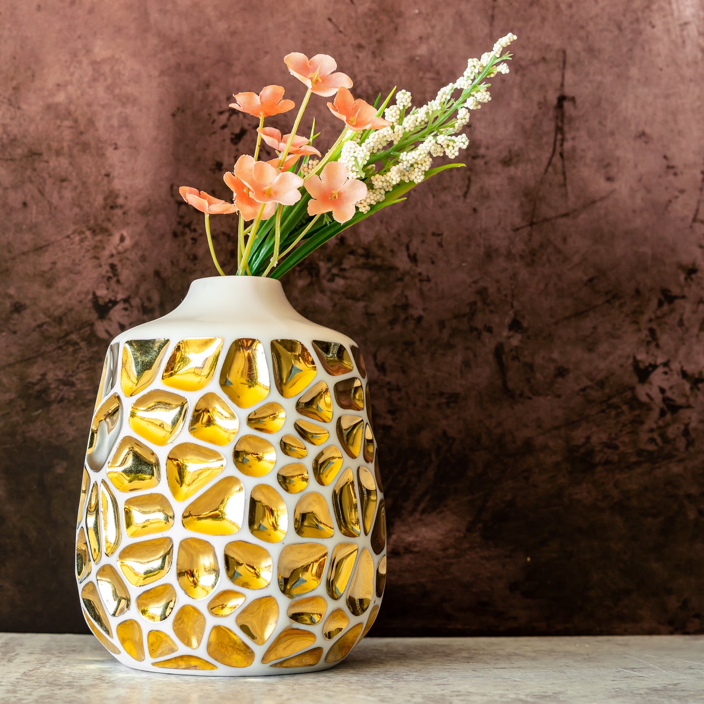 White Porcelain and Gold Bud Vase