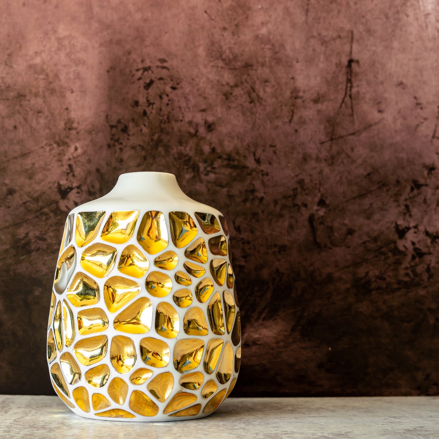 White Porcelain and Gold Bud Vase
