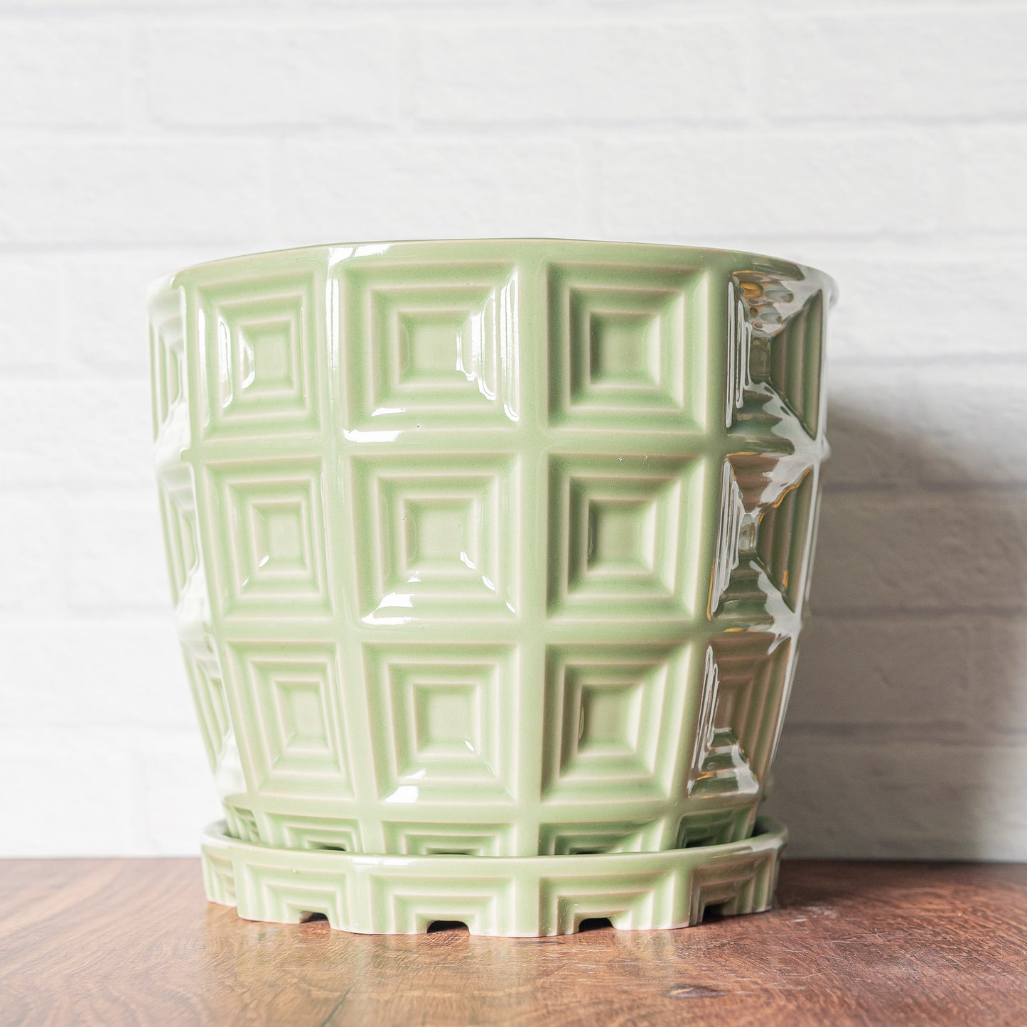 'Green Celadon' Squares Planter