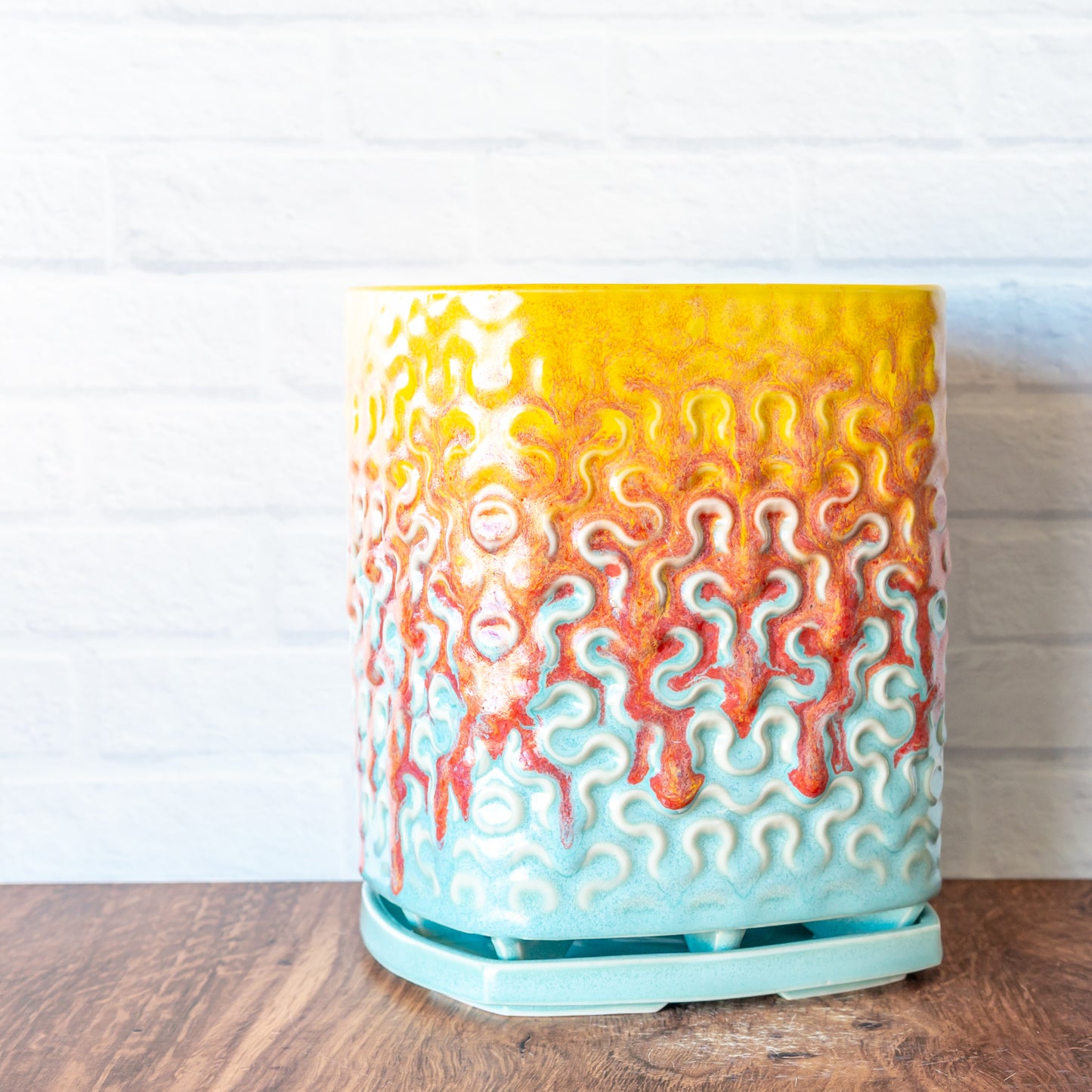 'Fire Coral' 7" Tall Planter