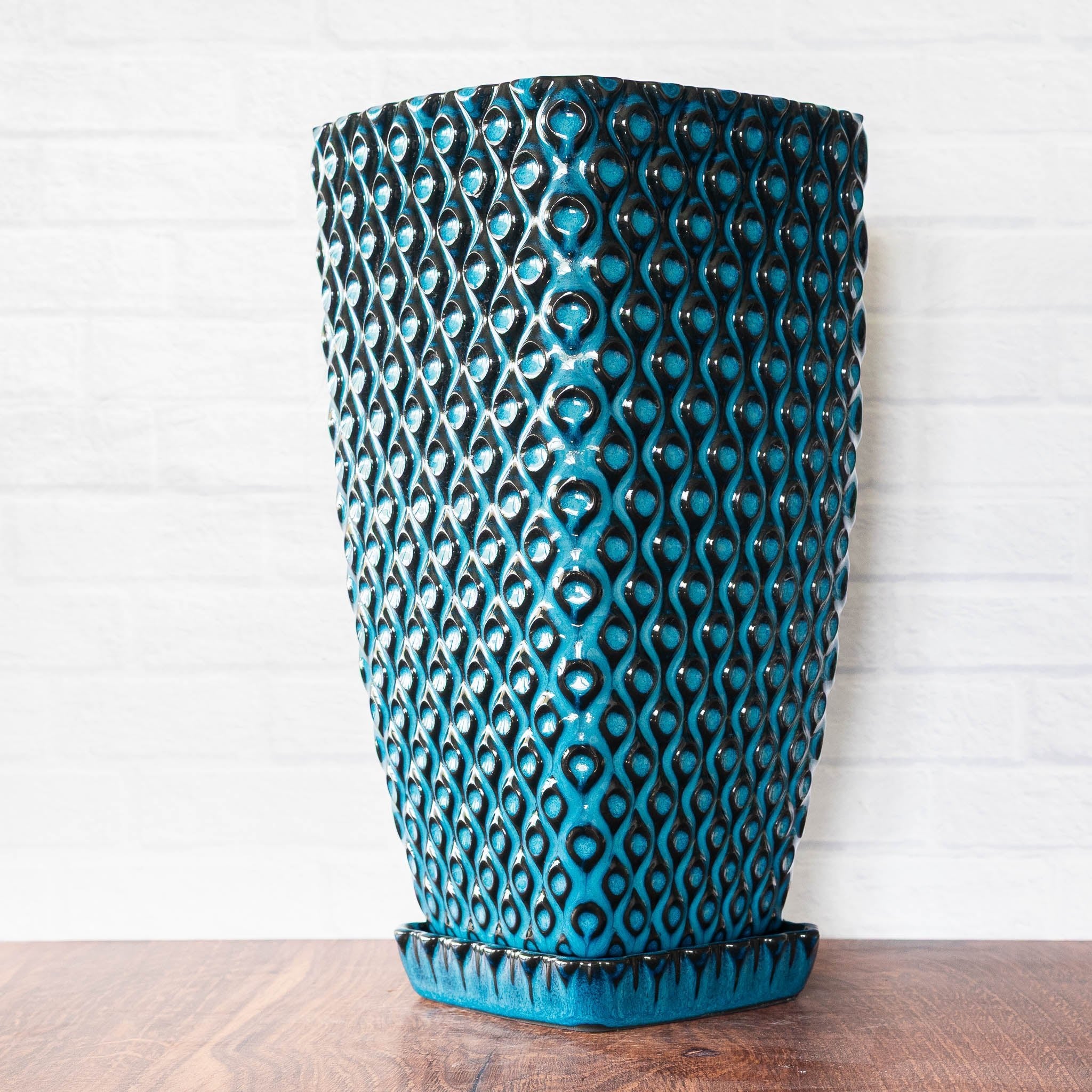 Tall Peacock Planter - Hammerly Ceramics