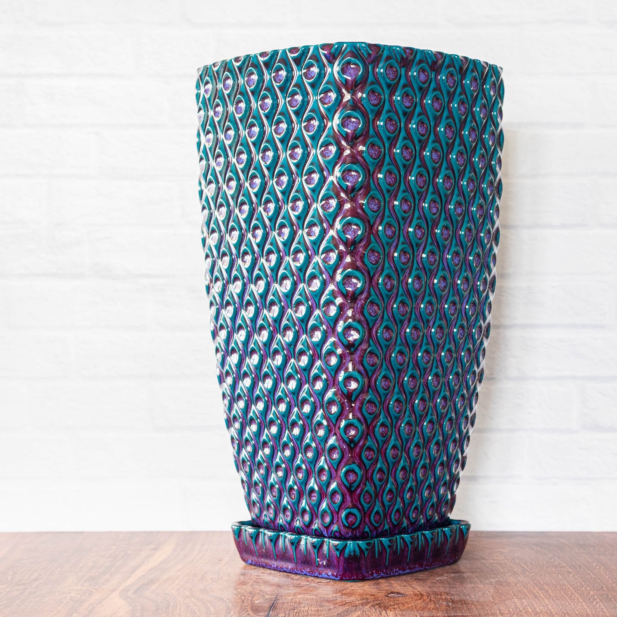 Tall Peacock Planter - Hammerly Ceramics