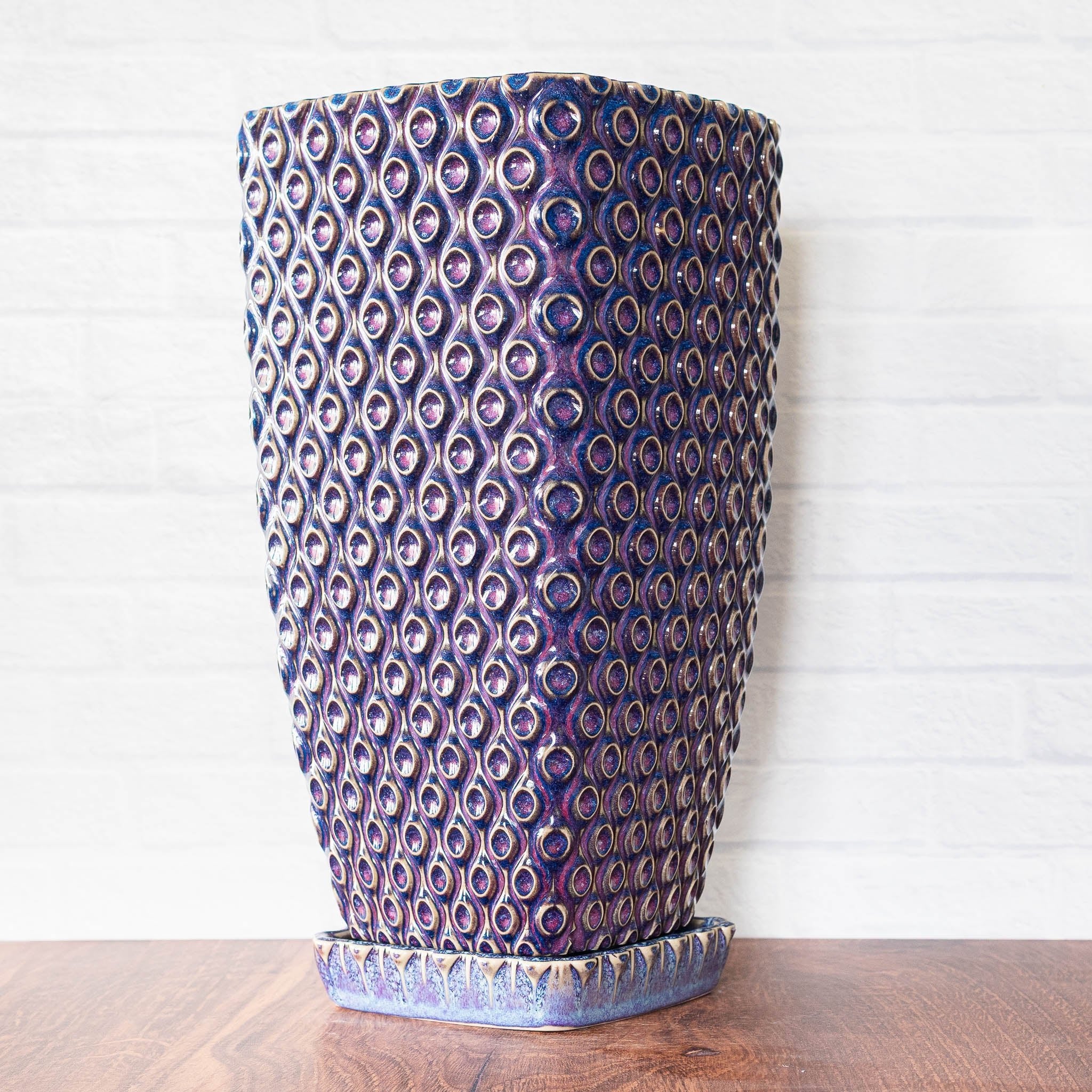 Tall Peacock Planter - Hammerly Ceramics