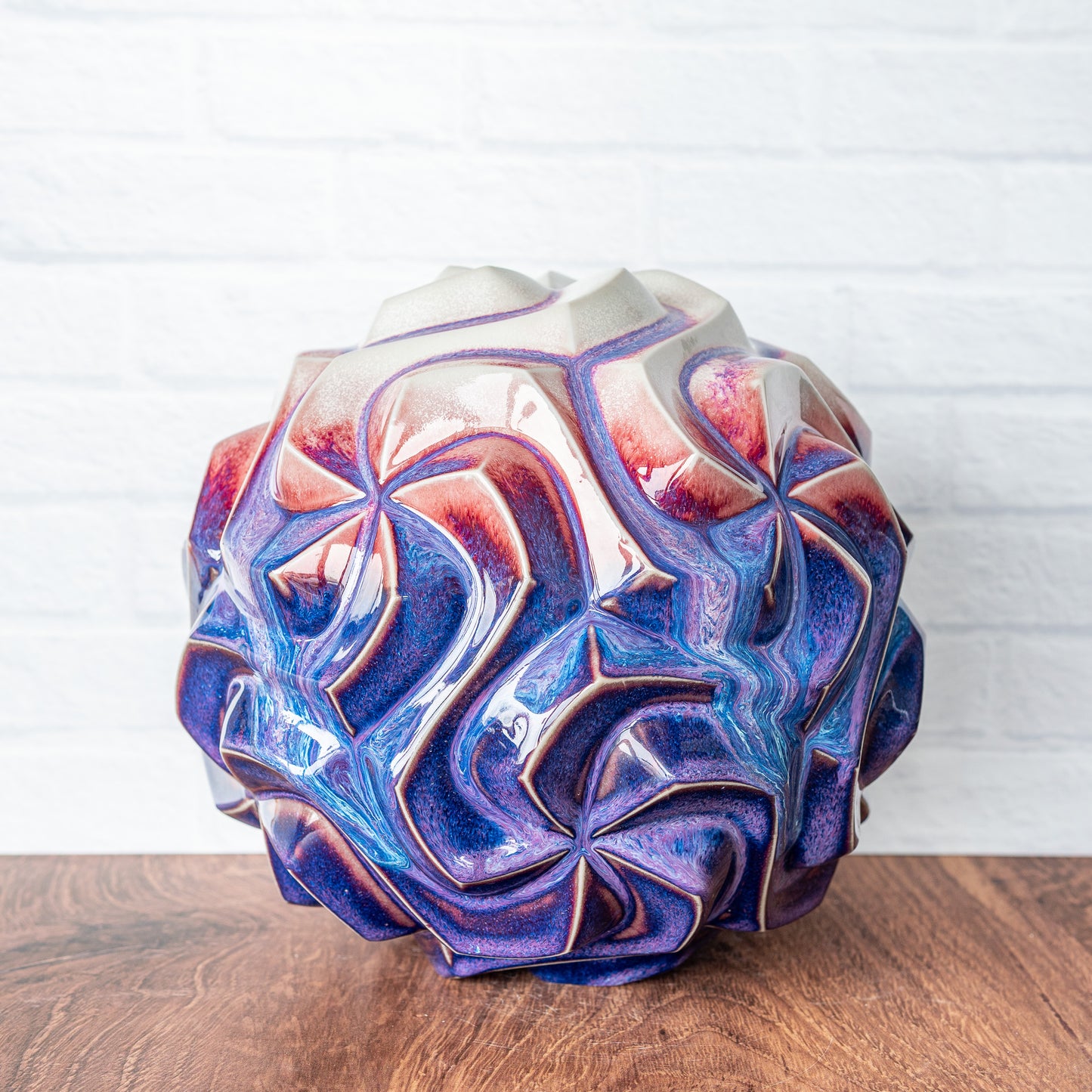 'Magenta Fire' Porcelain Spirahedron